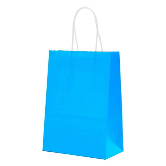 4 Pcs Colored Paper Bags,Portable Gift Bags,Kraft Paper Bags with Handle,Durable and Sturdy Packing Gift Bag for Christmas,Halloween,Wedding,Birthday Party Favor,Retail andShopping(10.6")(Sky Blue)
