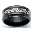 thumbnail image 3 of Dragon Wedding Band for Women or Men Black or Blue Stainless Steel Ring by Ginger Lyne Collection, 3 of 6