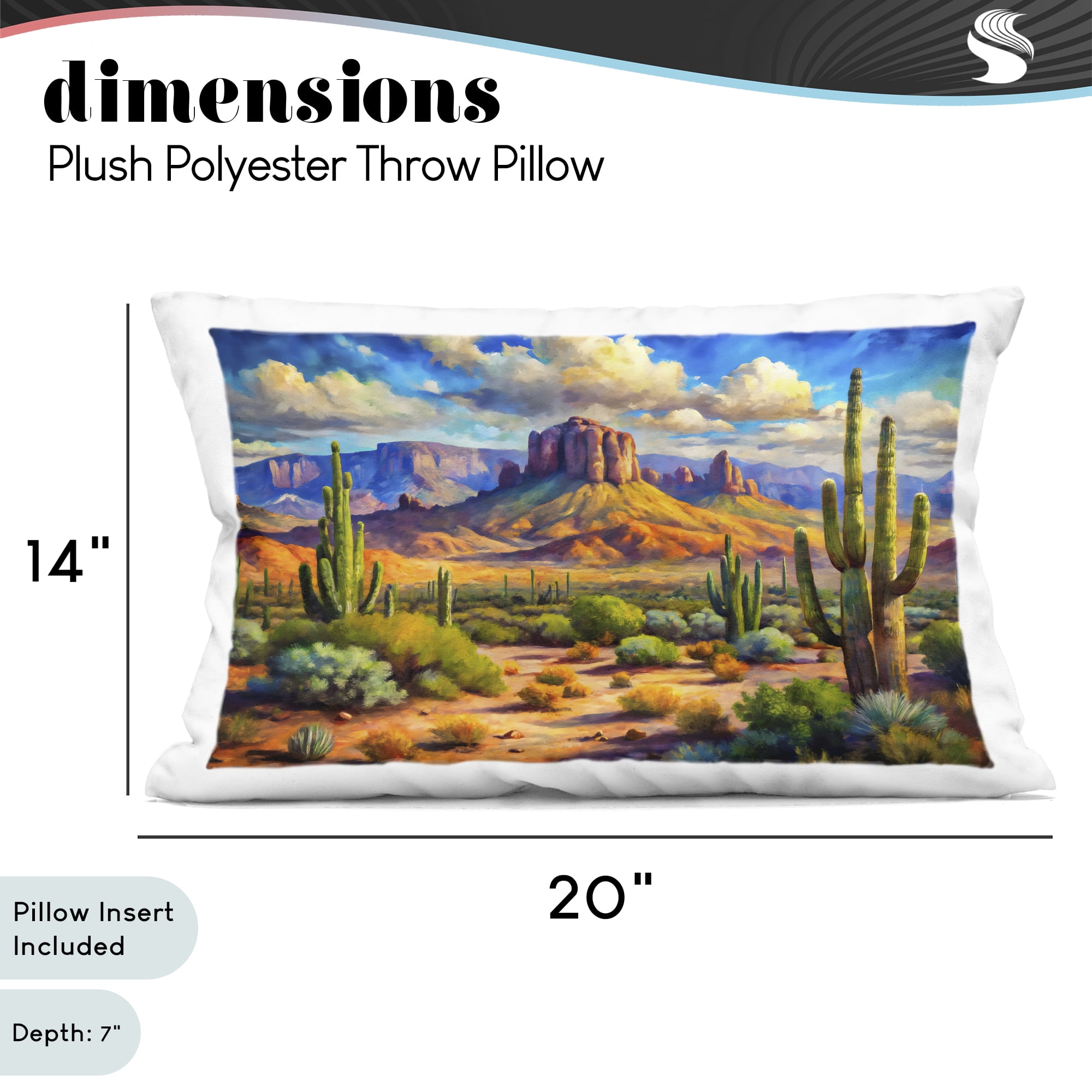 Stupell Industries Majestic Saguaro Desert Landscape Decorative Printed Throw Pillow, design by Creative Studio, 14 x 7 x 20