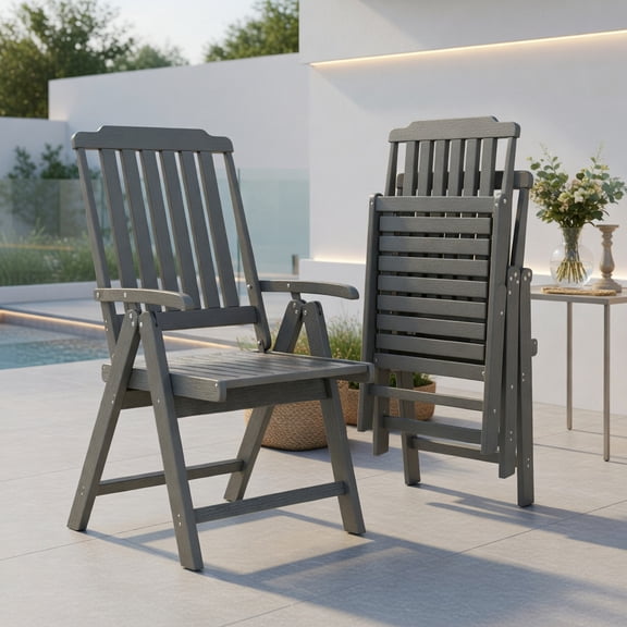 Foldable HDPE Outdoor Patio Dining Chair with Armrests – Weatherproof, Rust-Resistant, Space-Saving Gray/Brown/Black/White Chair for Patio, Balcony & Living Room
