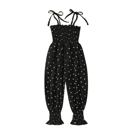

ZRBYWB Toddler Girls Romper Sleeveless Heart Print Romper Suspenders Jumpsuit Clothes Baby Clothing