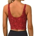 thumbnail image 4 of Goofa Red Glitter Printed Sports Bras for Women, High Impact Running Bra Workout Crop Tank Tops Longline Sports Bra Push up-X-Large, 4 of 9