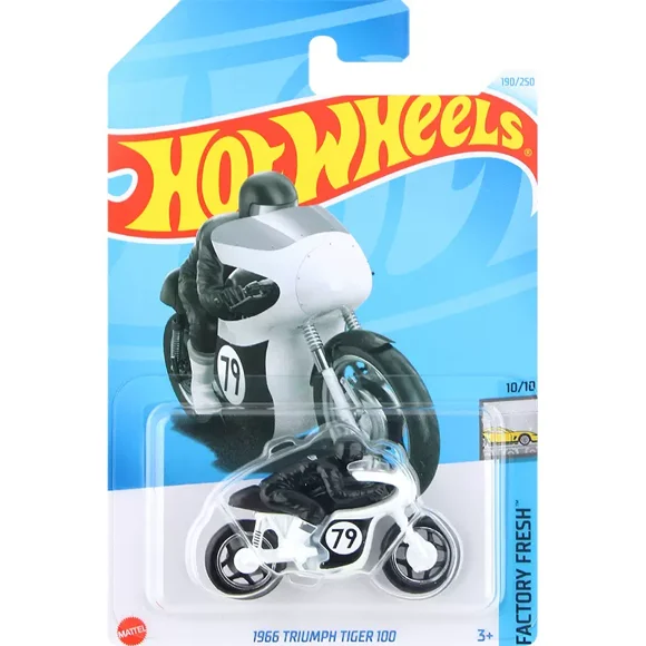 24 J Original Hot Wheels Car Motorcycle 1966 Triumph Tiger 100 Toy for Boy 1/64 Diecast Motorbike Collection Model Birthday Gift