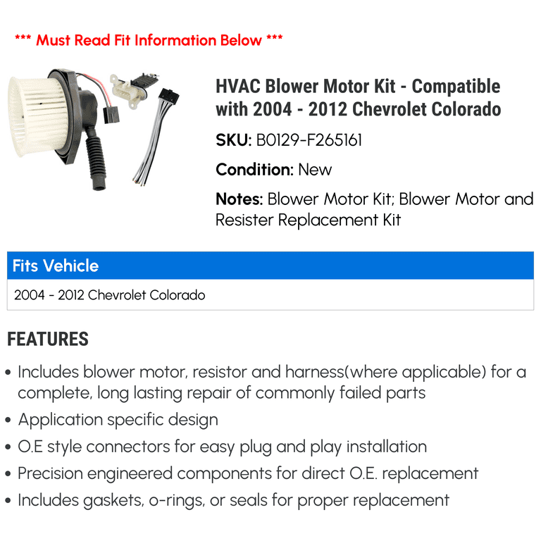 GMC Canyon AC Motor Fan Replacement For 2004-2012 Chevy Colorado & GMC GMC Canyon AC Motor Fan Replacement For 2004-2012 Chevy Colorado & GMC