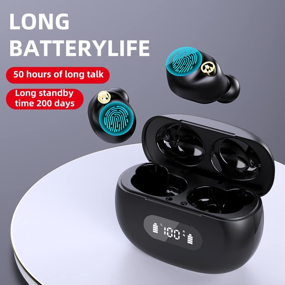 Wireless Earphones Earbuds,TWS Bluetooth 5.2 Headphones,Fingerprint Touch, Comfortable Fit for Sports, Ultra-Long Play Time, IPX7 Waterproof, Hi-Fi Earphones for Bluetooth Devices(Auto Connect)