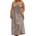 thumbnail image 2 of larppty Women's Plus Size Backless Maxi Dress with Thin Straps Flowy Slip Dress for Beach, Vacation, Summer & Casual Everyday Wea（Khaki， L）, 2 of 5