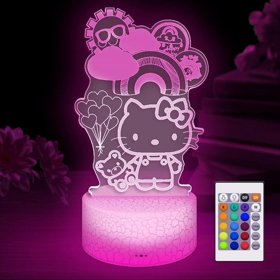 Aorsher Cute Cat Night Light for Kids, LED Cat Night Light with 16 Colors Dimmable Remote Control and Luminous Base, Bedroom Decoration Gift for Christmas Birthday Girls