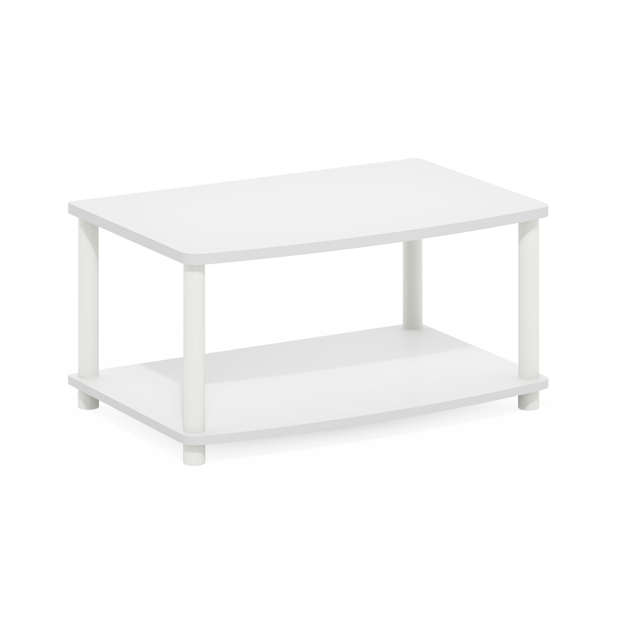 Furinno TURN-N-TUBE No Tools 2-Tier Elevated TV Stands in White/White
