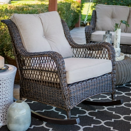 Belham Living Montauk Resin Wicker Outdoor Rocking Chair With Belham Living Montauk Resin Wicker Outdoor Rocking Chair With Cushions