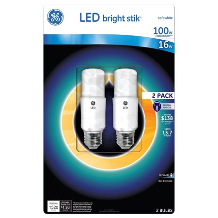 GE LED Bright Stik Soft White 16 watt 100 watt replacement (Best Led 100 Watt Replacement Bulb)