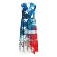 thumbnail image 6 of cocolona Womens 4th of July Dress Summer Casual America Flag Print Patriotic Long Maxi Dress V Neck Sleeveless Pleated Flowy Beach Sundress with Pockets, 6 of 7