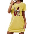 thumbnail image 2 of Nighties for Women Cotton Nightdress Sleep Tee Short Sleeves Print Nightshirt Soft Sleepwear Loungewear Yellow M, 2 of 5