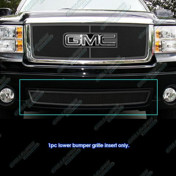 APS Compatible with GMC Sierra 1500 2007-2013 & 07-10 2500 3500 HD Lower Bumper Stainless Steel Black Mesh Front Grill Grille Insert G76495H