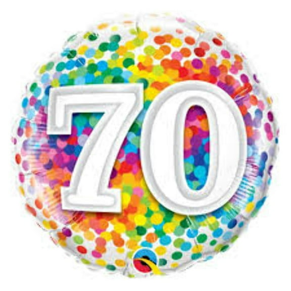 Qualatex Happy 70th Birthday Rainbow Confetti 18 Inch Foil Mylar Balloon [49552]