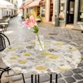 thumbnail image 6 of Yellow Grey Botanical Round Tablecloth for 45-54 Inch Tables,Fitted Table Cover with Elastic Edge,Spring Floral Watercolor Rustic Waterproof Outdoor Table Cloth Protector for Patio Garden Dinner, 6 of 9