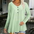 thumbnail image 4 of Lenpel Women's Plus Size Tops Long Sleeve V Neck Pleated Textured T Shirts Loose Tunic Tees Dressy Casual Blouses(Green,3X-Large), 4 of 7