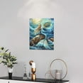 thumbnail image 2 of HFDF Mermaid Decor Wall Art Ocean Nautical Coastal Pictures Wall Decor Golden Vortex Sun Canvas Print Painting Artwork for Bathroom Living Room Bedroom 11x14inch Framed, 2 of 6