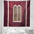 thumbnail image 1 of Rustic Tapestry, Window Frame with Shutters on a Wooden Wall Vintage Style Art Print, Fabric Wall Hanging Decor for Bedroom Living Room Dorm, 5 Sizes, Burgundy and Pink, by Ambesonne, 1 of 1