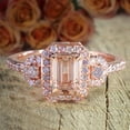 thumbnail image 2 of 1.25 Carat Real Morganite (emerald cut Real Morganite) Diamond Engagement Ring Sterling Silver with 18k Gold Plating, 2 of 5