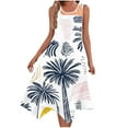 thumbnail image 1 of Una Línea Vestidos de Verano para las Mujeres 2025 Impresión Bolsillos Vestido de Camiseta, Cuello Redondo Vestido de Playa sin Mangas, 1 of 9