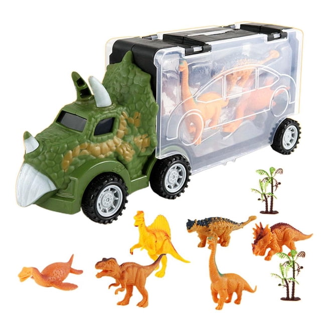 Dinosaurio Camión Transportador Conjunto Dinosaurio Transporte Camión Portátil Animal Almacenamiento Inercial Coche Para Niño 9 Unids/Set Guardurnaity HA047131-02