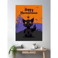 thumbnail image 2 of Happy Meowoween Black Cat W Spider Poster Wall Art, Modern Wall Decor For Living Room Bedroom, 16x24 UNFRAMED, 2 of 3