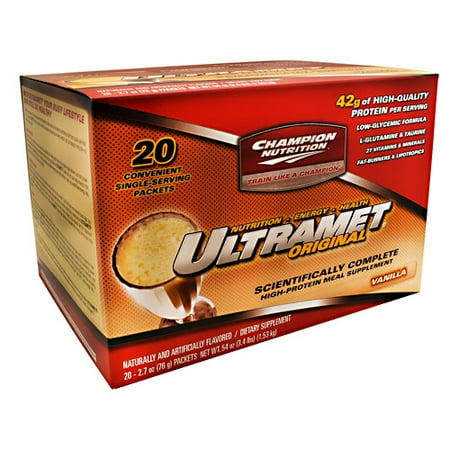 Champion Performance - Ultramet Original Scientifically Complete High-Protein Meal Supplement Vanilla - 20 x 2.7 oz. Packets