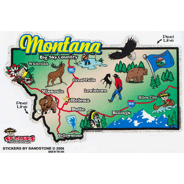 Montana State Map Die Cut Sticker 