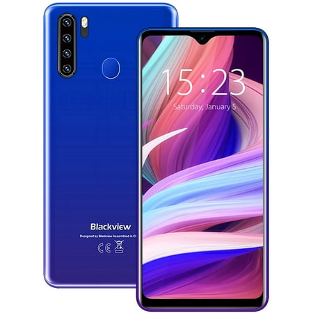 Unlocked Smartphones Blackview 4GB+64GB ROM Dual SIM Unlocked Cell Phones, 6.5" HD+, 4680mA 4G LTE T-Mobile Android Phones, A80 Plus - Blue