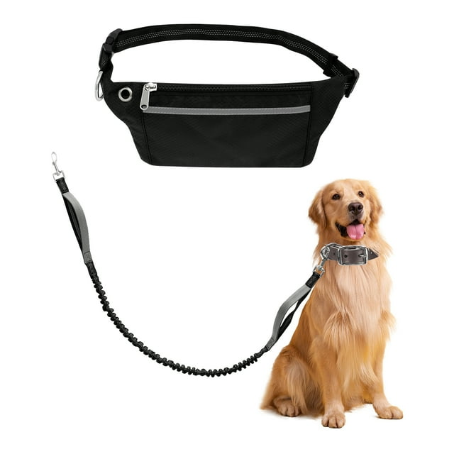 Wekvgz 2Pcs Dog Running Waist Leash Nylon Pet Leash with Waist Bag Swivelling Metal Buckle Reflective Belt Buckle Load Bearing Leash Double Handle Adjustable Belt Leash Suitable for Pets