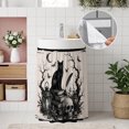 thumbnail image 4 of Halloween Cabinet Curtain 28"W x 51"L, Rustic Horror Skeleton Cats Buttterfly Skull Black Dust-Proof Privacy Curtain for Closet Shelves Self Adhesive, Sink Skirt for Bathroom Vanity Kitchen Laundry, 4 of 9