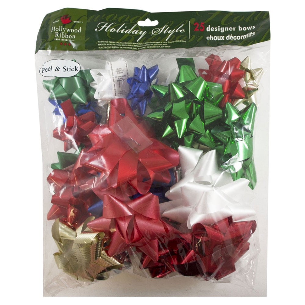 JAM Gift Bows, Assorted Colors, 25/Pack