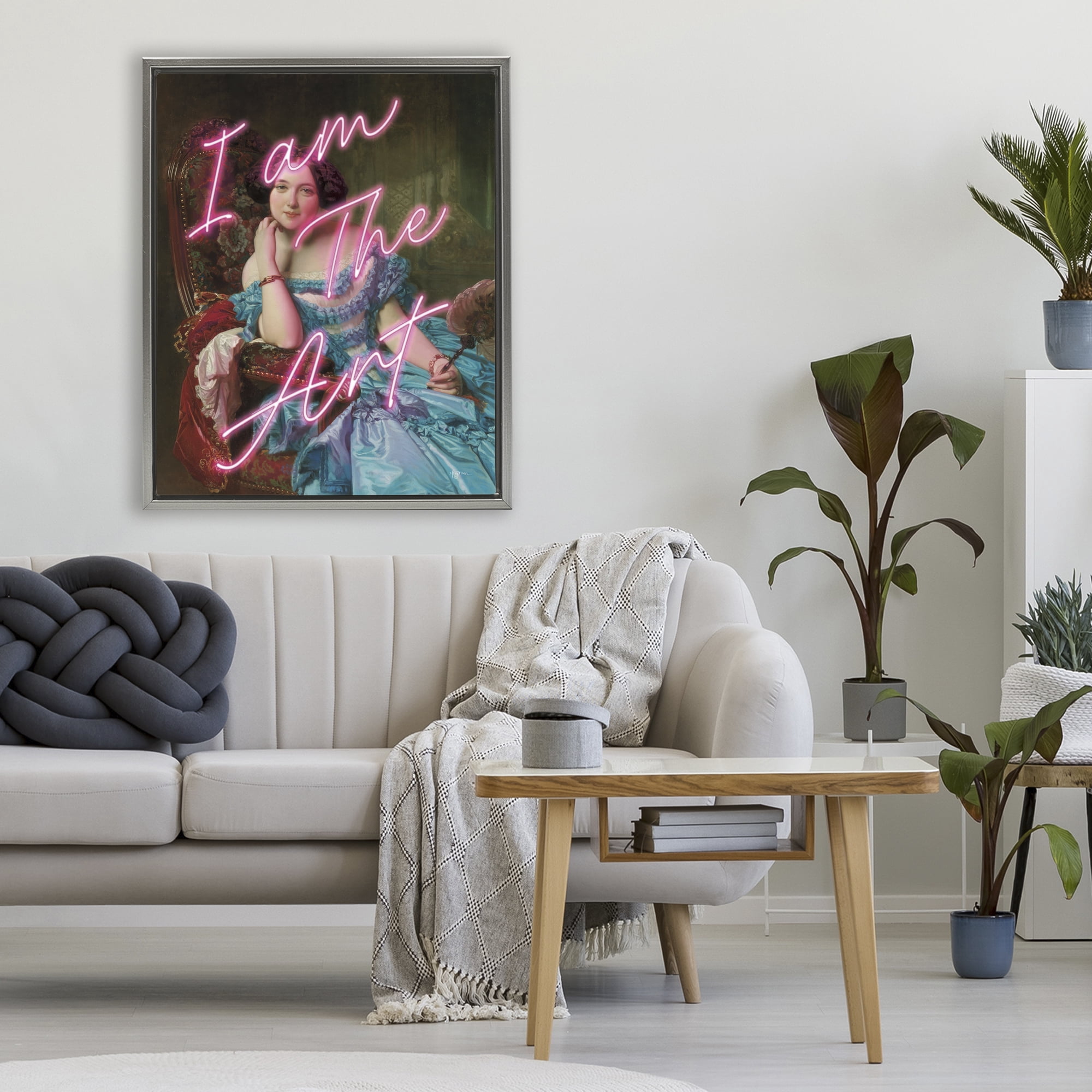Stupell Industries I Am The Art Portrait Gray Framed Floater Canvas Wall Art, design by Mary Urban