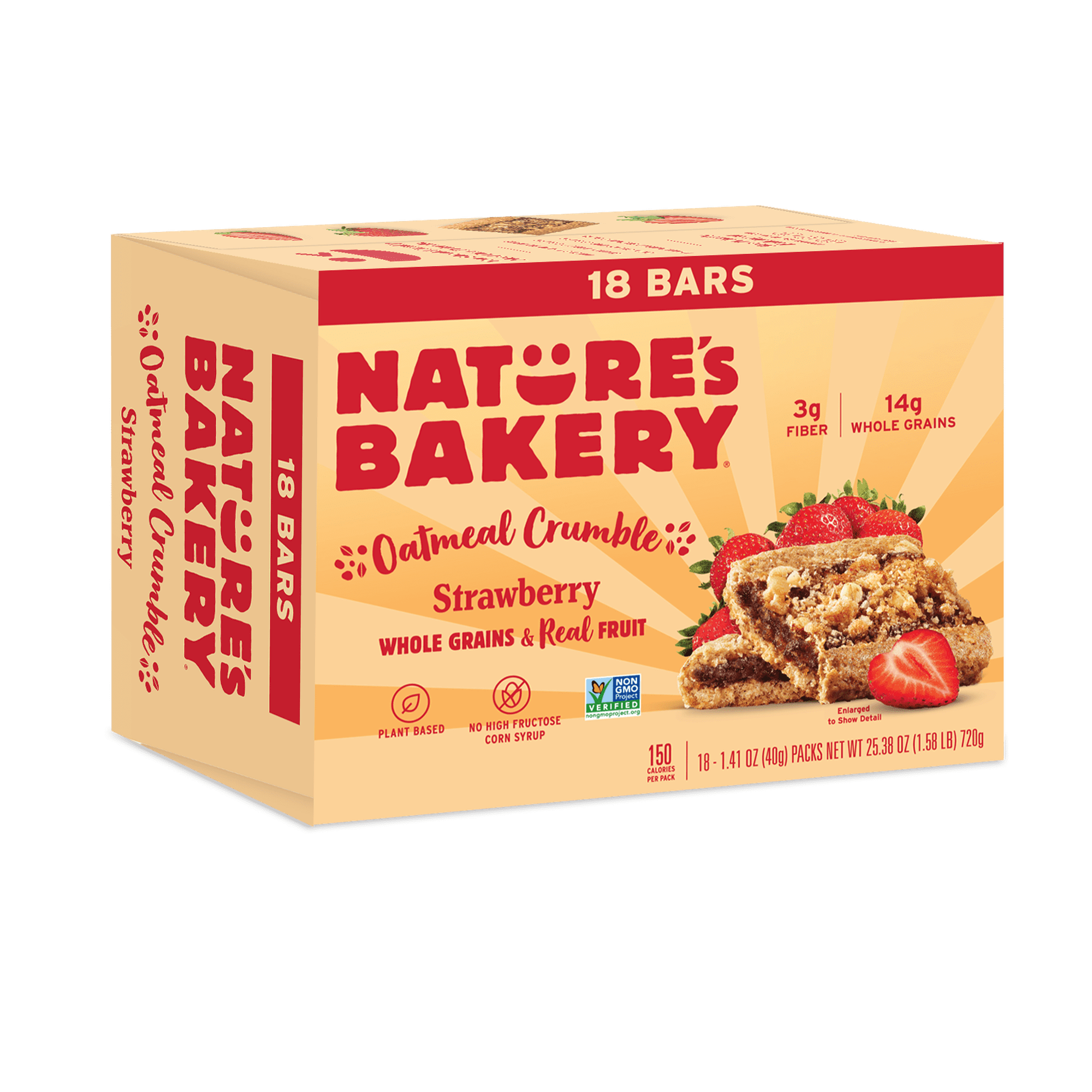 Nature's Bakery Oatmeal Crumble Strawberry Breakfast Snack Bars, 1.41 oz, 18 Count