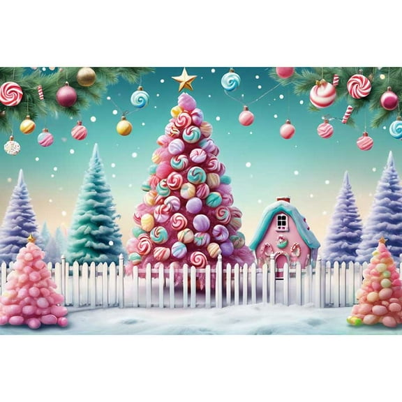 202 Christmas Village Home ration Photography Backdrop Winter Farm Large Big Tree Studio Background Xmas Back Drop