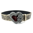 thumbnail image 1 of Wartleves Cinturón de piel sintética con forma de corazón de amor punk para mujer, estilo gótico, aleación negra, con relieve en forma de rosa, cinturón Y2K para chica decorado con hebilla retro versá, 1 of 6