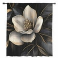 thumbnail image 2 of Black Gold Flower Semi Sheer Curtains Drapes for Living Room, Bedroom, French Doors Window 63 Inches Long, Gradient Luxurious Floral Botanical Rod Pocket Chiffon Curtain Drapery Voile Drape Panel, 2 of 6