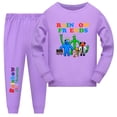 thumbnail image 3 of Pijamas de manga larga BANYUO para niños y niñas ropa de dormir estampado arcoíris Navidad 2023, 3 of 4