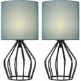 Modern Black Metal Table Lamps Set of 2 for Bedroom, Blue Fabric Shade by Oumilen - Walmart.com