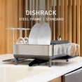 thumbnail image 2 of Simplehuman Kitchen Dish Drying Rack, Fingerprint-Proof Stainless Steel Frame, Grey Plastic, 2 of 6