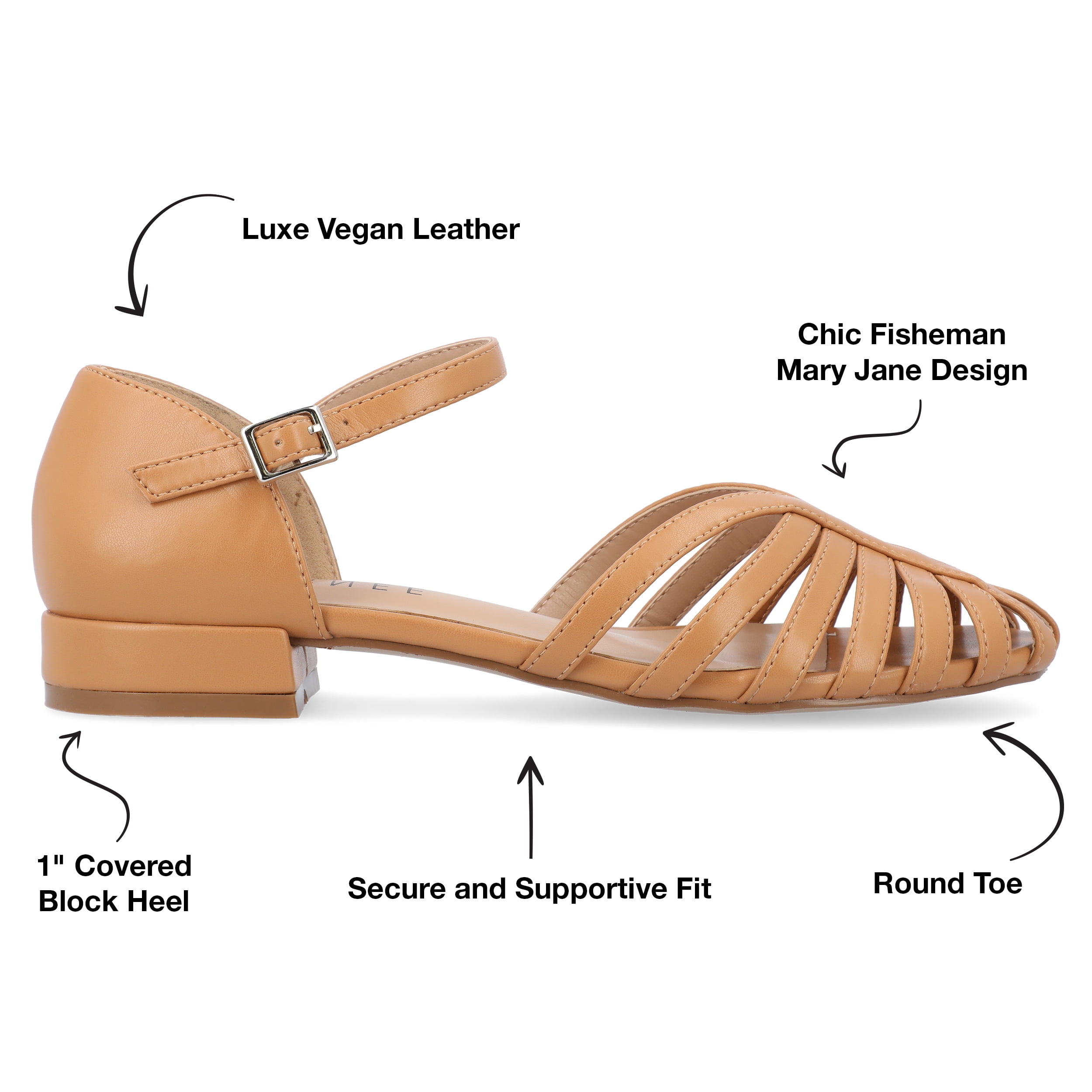 Journee Womens Joannah Mary Jane Block Heel Round Toe Flats