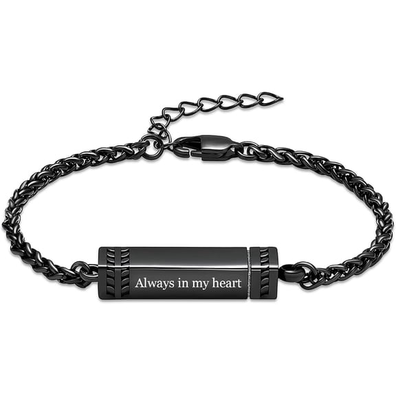 Simple Bar Urn Bracelet for Men Women Bar Cremation Jewelry for Ashes Keepsake Memorial Loved Ones Adjustable Link Bracelets