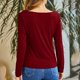 thumbnail image 4 of Blusa Fruncida Manga Larga Color Puro Slim Fit Moda Elegante Mujer Fruncida Top Rojo 3XL, 4 of 6