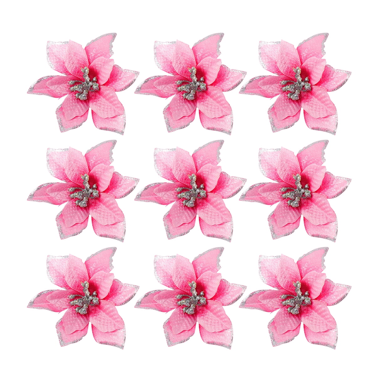 Tinksky 24pcs Christmas Flower Simulation Gold Powder Flower Christmas