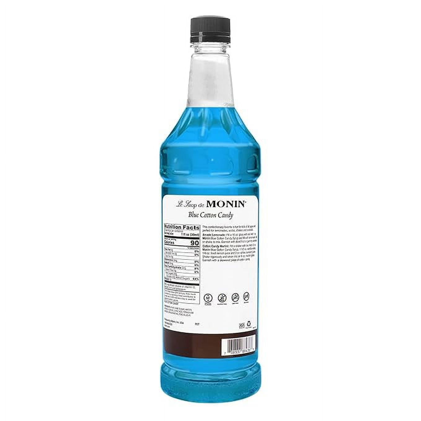 Monin Blue Cotton Candy Syrup 1 ltr plastic bottle