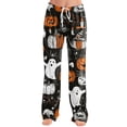 thumbnail image 2 of Pajama Pants Women Halloween Ghost Print Soft Stretch Drawstring Comfy Lounge Bottoms, 2 of 5