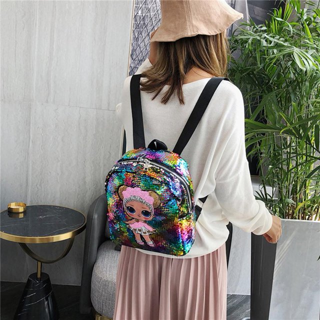 Bsvklp Mochilas De Viaje Para Niña De Dibujos Animados, Mochila Escolar Con Lentejuelas Para Mujer Y Niño (Multicolor) Bsvklp Para estrenar