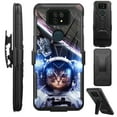 thumbnail image 1 of Compatible with Cricket Ovation 2 | AT&T Maestro Max Hybrid Luxguard Holster Phone Case Cover (Space Cat), 1 of 1