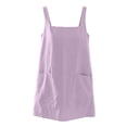 thumbnail image 4 of Women's Cotton Solid Color Square Neck Sleeveless Mini Dress Back Zipper Casual Short Dress with Pockets for Summer Daily Wear Purple L(L), 4 of 8