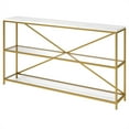 thumbnail image 4 of Evelyn&Zoe Fionn 55" Wide Rectangular Console Table with Faux Marble Top, Gold, 4 of 8